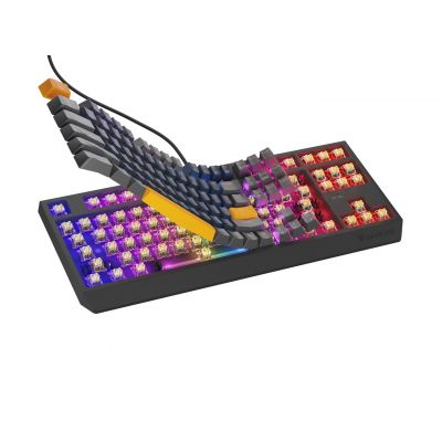 13. GENESIS THOR 230 TKL Gaming-Tastatur USB + RF Wireless + Bluetooth QWERTY Schwarz, Blau, Grau, Orange