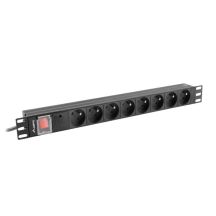 LANBERG PDU PRO 19" Rack-Stromleiste (1 HE, 16 A, 7x Shuko, 2 m, Schwarz) PDU-PRO-07F-0200-BK