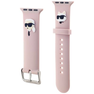 4. Karl Lagerfeld 3D Rubber Karl&Choupette Heads Armband für Apple Watch 38/40/41 mm – Rosa