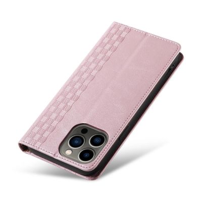 9. Magnetband-Hülle für iPhone 14 Pro Max Flip Wallet Mini Lanyard Stand Pink