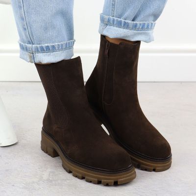 6. Braune Damen-Lederstiefeletten Chelsea-Boots Sergio Leone TR25733-S