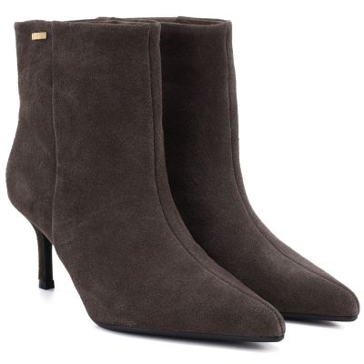 4. Damen-Ankle-Boots aus Leder mit niedrigem Absatz, Wildleder, braun, Big Star UU274492