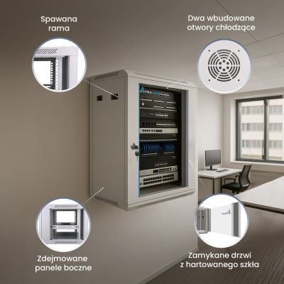 11. Extralink 12U 600x450 Grauer Wand-Rackschrank