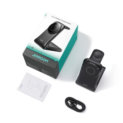 3. Joyroom JR-W15 Wireless Charger 3-in-1 Ladestation mit MagSafe - Schwarz