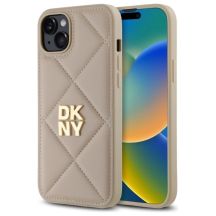 DKNY Quilted Stack Logo Hülle für iPhone 15 Plus – Beige