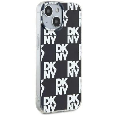 4. DKNY IML Checkered Mono Pattern Hülle für iPhone 15 Plus / 14 Plus – Schwarz