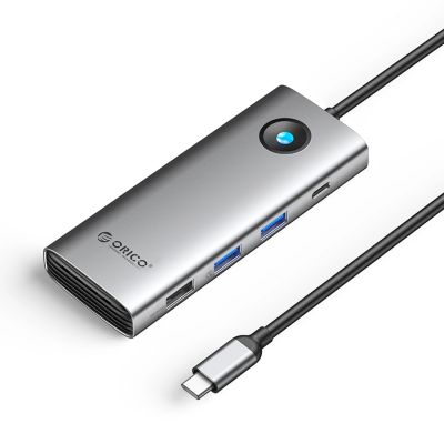 Orico PW11 8-in-1 USB-C Dockingstation (2x USB-A 3.0, 1x USB-A 2.0, 1x USB-C 3.0, 1x USB-C PD 100W, 1x HDMI 4K 60Hz, 1x VGA 1080p 60Hz, 1x RJ45 Gigabit Ethernet) – Grau