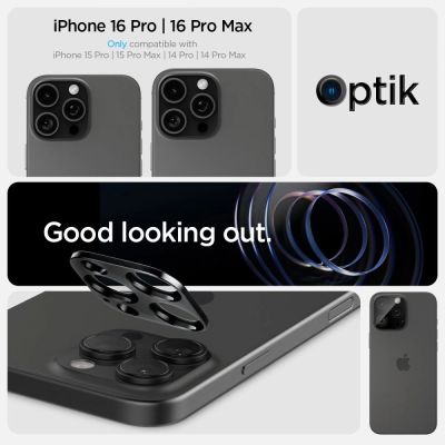 11. Spigen Optik.tR Kameraschutz für iPhone 14 Pro / Pro Max / 15 Pro / Pro Max / 16 Pro / Pro Max - Schwarz 2 Stk.