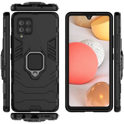 5. Ring Armor robuste Kickstand TPU/PC Panzer Handyhülle Hard Case für Samsung Galaxy A42 5G schwarz