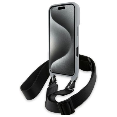 4. BMW M Edition Carbon Stripe & Strap Hülle für iPhone 16 – Grau