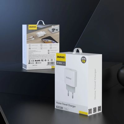 9. Dudao A14EUC PD 20W USB-C Wandladegerät mit Kabel – Weiß