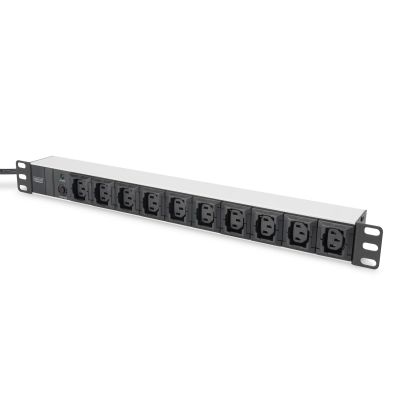 6. Digitus PDU 19" Rackmount-Steckdosenleiste, 10 x C13-Steckdosen, 2,0 m, 1 x C14-Stecker, 10 A, Überlastschutz, Aluminiumprofil