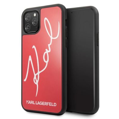 Karl Lagerfeld Signature Glitter Case für iPhone 11 Pro – Rot