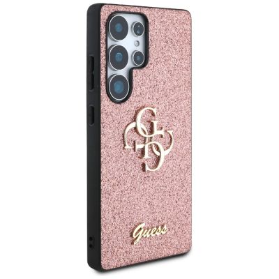 4. Guess Fixed Glitter Big 4G Metal Logo Hülle für Samsung Galaxy S25 Ultra rosa