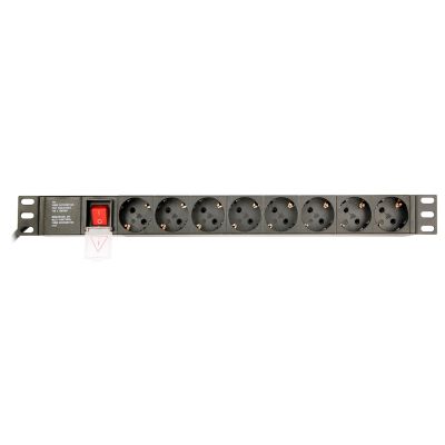 GEMBIRD 19-Zoll-Rack-Steckdosenleiste PDU EG-PDU-014 1U, 16 A, 8 x SCHUKO, 3-m-Kabel