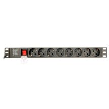 GEMBIRD 19-Zoll-Rack-Steckdosenleiste PDU EG-PDU-014 1U, 16 A, 8 x SCHUKO, 3-m-Kabel