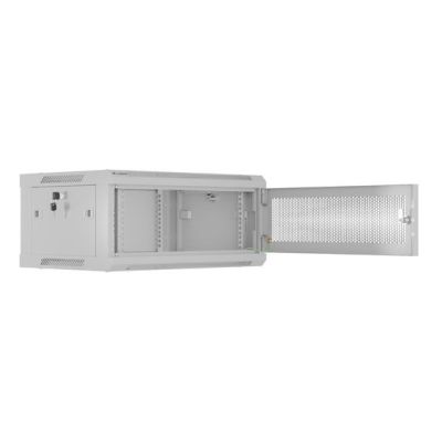 5. Wandregalschrank 19" 4U 600X450 GRAU PERFORIERT TÜR LANBERG (Flachverpackung)