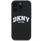 3. DKNY Silikon-MagSafe-Hülle mit weißem bedrucktem Logo für iPhone 16 Pro – Schwarz