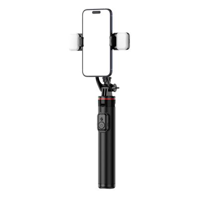 8. Selfie Stick WC12YDS Teleskopstativ 1,3 m aus Aluminiumlegierung mit Dual-Licht und Telefonhalter – Schwarz