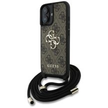 Guess 4G Big Logo Cord Stap Crossbody Case für iPhone 16 Braun