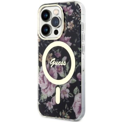 2. Guess GUHMP14LHCFWSK iPhone 14 Pro 6.1" schwarz/schwarz Hardcase Flower MagSafe