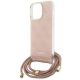 5. Guess Crossbody Cord 4G Print Hülle für iPhone 15 Pro – Rosa
