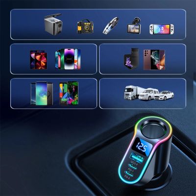 8. Joyroom Schnell-Autoladegerät 4in1 USB-A QC3.0 / 2xUSB-C PD 150W Schwarz (JR-CL21)