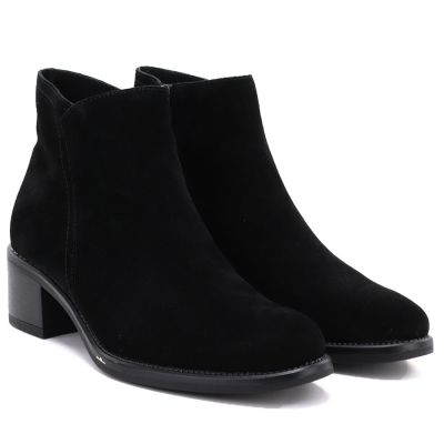 4. Schwarze Damen-Ankle-Boots aus Leder mit Blockabsatz, Sergio Leone BT-52-S