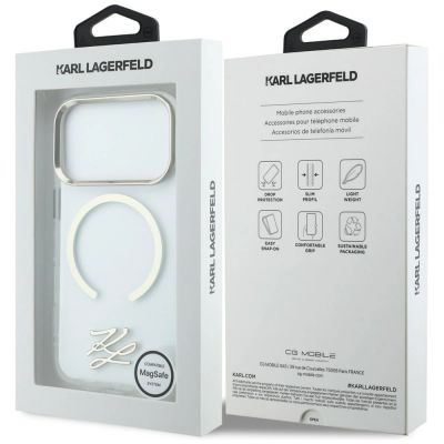 8. Karl Lagerfeld IML KL Script Logo MagSafe Hülle für iPhone 17 Pro Max – Transparent