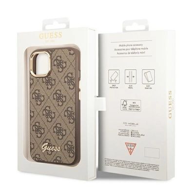 8. Guess GUHCP14MHG4SHW iPhone 14 Plus 6,7 "braun / braunes Hartschalenetui 4G Vintage Gold Logo