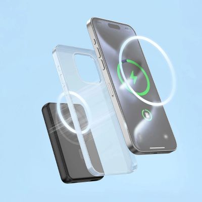 3. Dudao K14S+ 10000mAh 22,5W Magnetische Powerbank USB-A + USB-C kompatibel mit MagSafe und Ständer - Schwarz