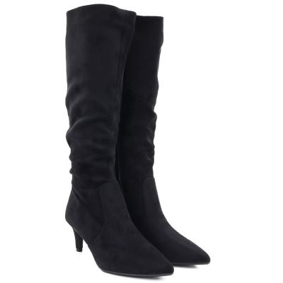 4. Sergio Leone KZ-28 Schwarze Wildleder-Stiefeletten mit niedrigem Absatz und Isolierung
