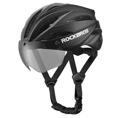 2. Rockbros Fahrradhelm mit Visier, abnehmbarer UV-Schutzbrille, Unisex – Grün