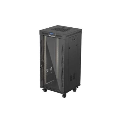 14. LANBERG Standschrank 19" 24U 600x600 Schwarze Glastür LCD (Flatpack) V2