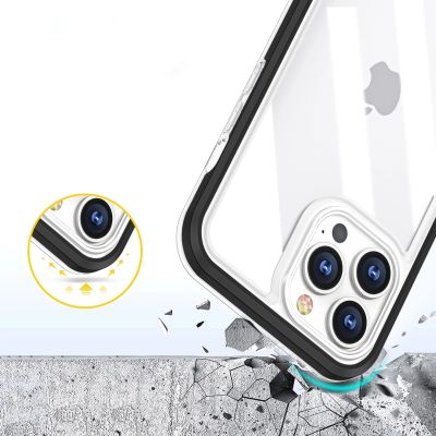 6. Klare 3in1 Hülle für iPhone 13 Pro Rahmen Gel Cover schwarz