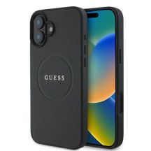 Guess Grained Gold Ring MagSafe-Hülle für iPhone 16 – Schwarz