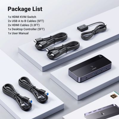 5. Ugreen CM664 HDMI-Switch 2in1 KVM-Switch – Schwarz