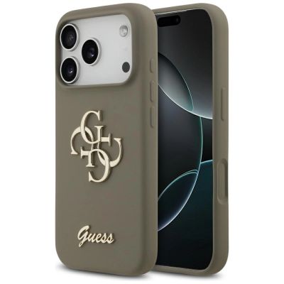 Guess Silicone Big 4G Script Case für iPhone 17 Pro Max - Braun