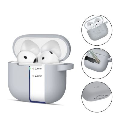 2. Tech-Protect Silikon-Hakenhülle für AirPods 4 – Grau