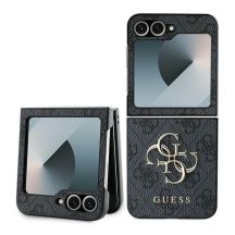Guess Leder 4G Metall-Logo-Hülle für Samsung Galaxy Z Flip 6 – Schwarz