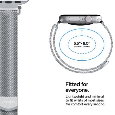 5. Spigen WBM4 Armband für Apple Watch (40 / 41 / 42 mm) – Silber