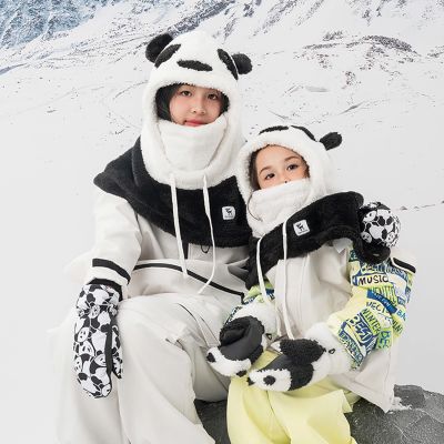 4. Qunature Panda Heat Transfer Kinder-Skihandschuhe, Größe S – Schwarz/Weiß