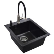 Spüle SimplexSQS100 + Mischbatterie + Abtropfschale, Schwarz