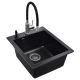 Spüle SimplexSQS100 + Mischbatterie + Abtropfschale, Schwarz