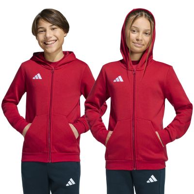 adidas Entrada 26 Kapuzenpullover mit durchgehendem Reißverschluss für Kinder, Rot, KH1781