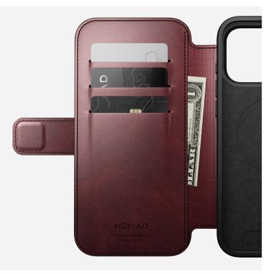 7. NOMAD Modern Leather Folio - MagSafe-kompatible Lederhülle für iPhone 17 Pro Max, Horween-Leder (burgunderrot)