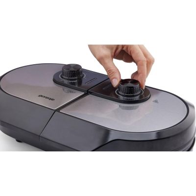 15. Gorenje Mini-Grill, Elektrogrill, Waffelplatte, WM1400SB, 1400 W, Durchmesser 18 cm, Schwarz