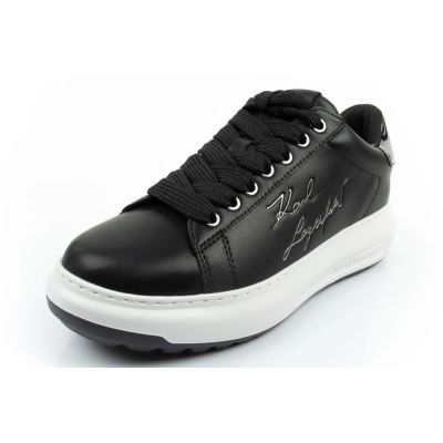 3. Karl Lagerfeld Herrenschuhe Sneaker Kapri aus naturfarbenem Leder, schwarz