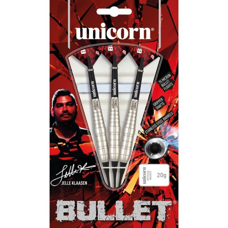 5. Darts mit weicher Spitze, Unicorn Bullet, Edelstahl – Jelle Klaasen 20 g: 23531