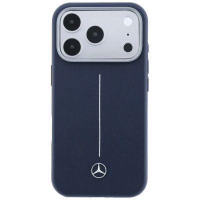 3. Mercedes Leder-Halbhülle mit ikonischer MagSafe-Ausführung für iPhone 17 Pro – Marineblau